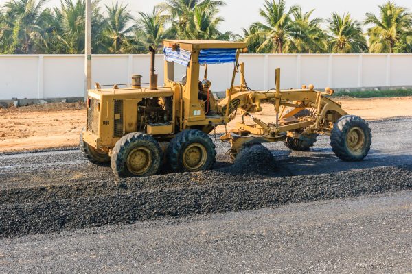 Grader Road Construction Grader industrial machine on construction of new roads.